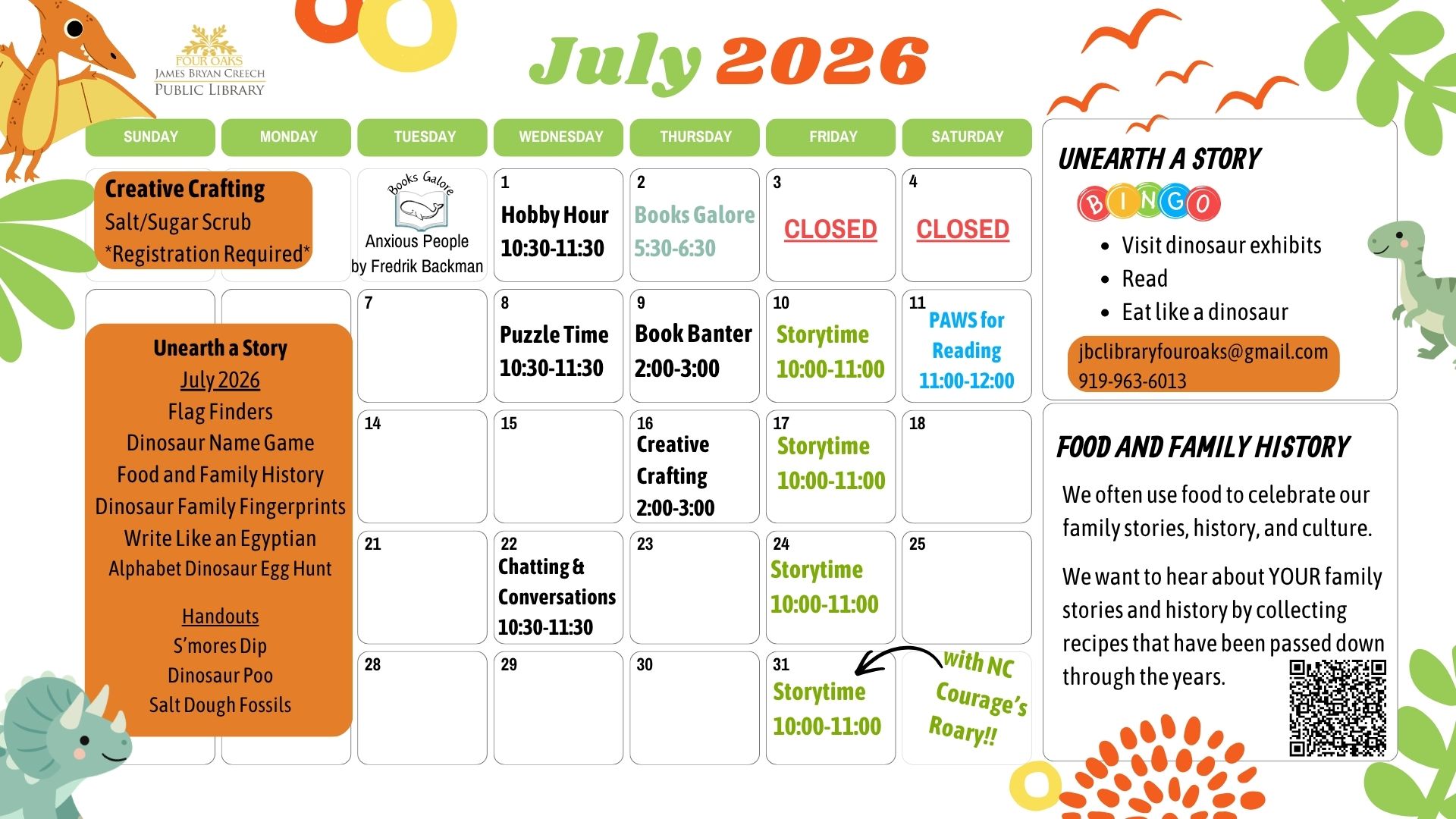 July 2026 Library Calendar